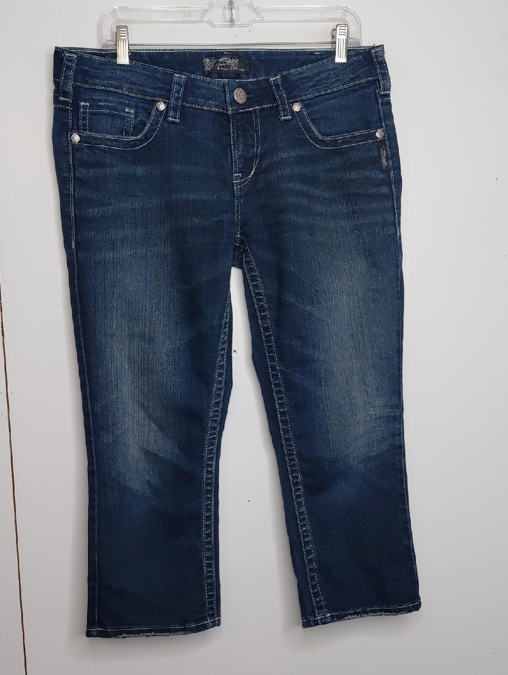 Silver Jeans Womens 32 Aiko Capri Cropped Dark Wash Casual Summer Cookout